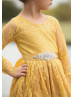 Ginger Yellow Lace High Low Flower Girl Dress